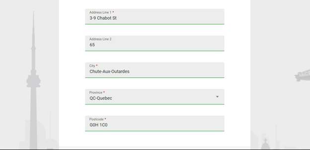 Fourth section of the registration form