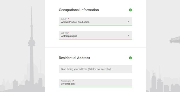 Third section of the registration form